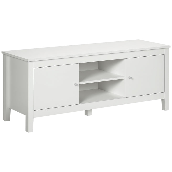 HOMCOM Modern TV Stand for TVs up to 55", TV Bench with Storage Cupboards and Shelves, 47.2" x 16.7" x 19.7", White