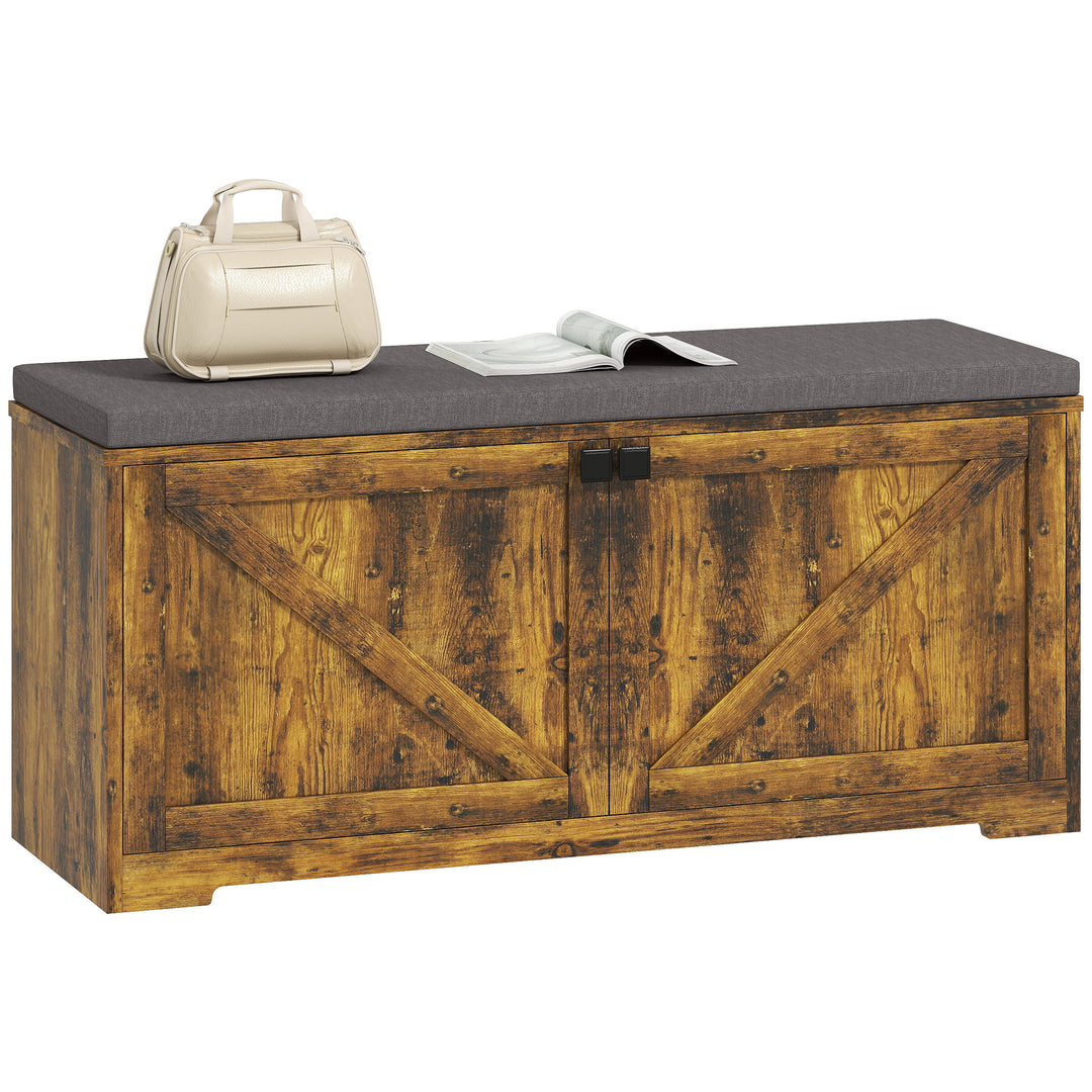 HOMCOM Shoe Storage Bench with Padded Seat, Entryway Bench Holds up to 352 lb, Shoe Organizer, 8 Pairs, Light Grey