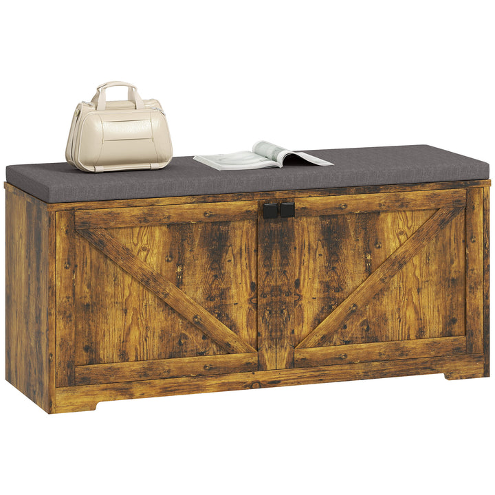 HOMCOM Shoe Storage Bench with Padded Seat, Entryway Bench Holds up to 352 lb, Shoe Organizer, 8 Pairs, Light Grey