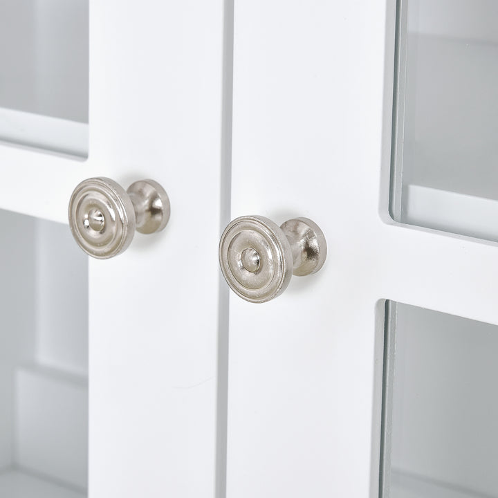 HOMCOM Modern Sideboard Buffet Cabinet Wood Console Table with Glass Doors Kitchen Dining Room Furniture White