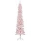 HOMCOM 6 Ft Snow-Flocked Artificial Christmas Tree, Slim Pencil Xmas Tree with Realistic Branches, Metal Base, Green