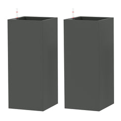 Outsunny 2 Pack Planter Box, 26 Inch Plastic Flower Pots with Water Level Indicator, Drainage Hole and Drain Plug, Dark Grey