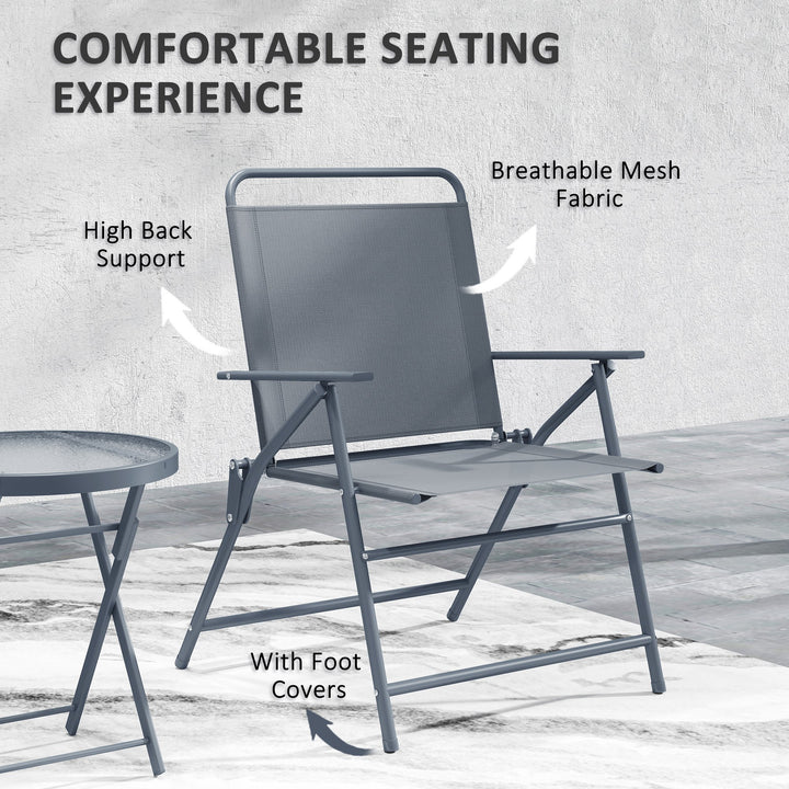 Outsunny 3 Pieces Outdoor Bistro Set, Folding Patio Table and Chairs with Tempered Glass Tabletop for Garden, Deck & Backyard