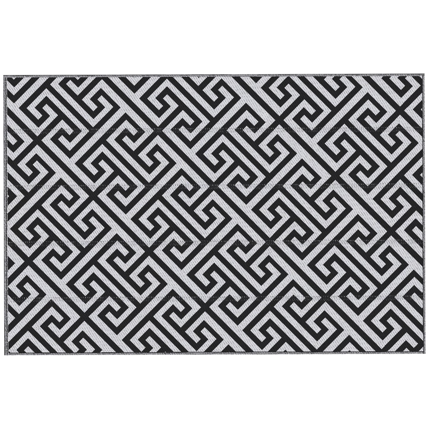 Outsunny Reversible Outdoor RV Rug, Patio Floor Mat, 6' x 9' Plastic Straw Rug for Backyard, Deck, Beach, Camping, Black & White