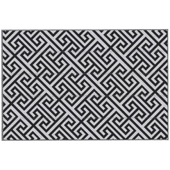 Outsunny Reversible Outdoor RV Rug, Patio Floor Mat, 6' x 9' Plastic Straw Rug for Backyard, Deck, Beach, Camping, Black & White