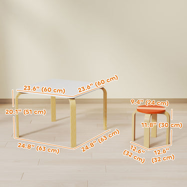 Qaba Kids Table and Chair Set, 5-Piece Children Furniture Set, Kids Table and 4 Chair Set for Daycare, Classroom, Playroom