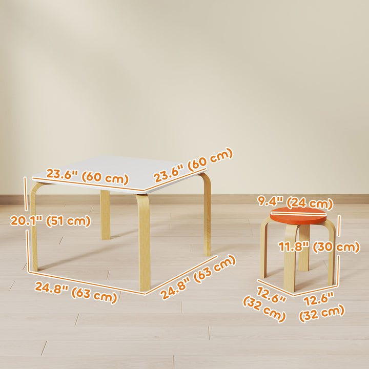 Qaba Kids Table and Chair Set, 5-Piece Children Furniture Set, Kids Table and 4 Chair Set for Daycare, Classroom, Playroom