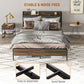 HOMCOM Queen Size Bed Frame with Charging Station, Queen Bed Frame with Upholstered Headboard and Storage Shelf, Walnut
