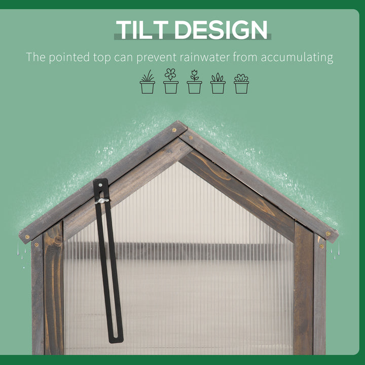 Outsunny Wooden Cold Frame Greenhouse Garden Portable Raised Planter with Openable Top for Indoor, Outdoor, Flowers, Vegetables, Plants, 35.5" x 20.5" x 19.5", Natural Wood