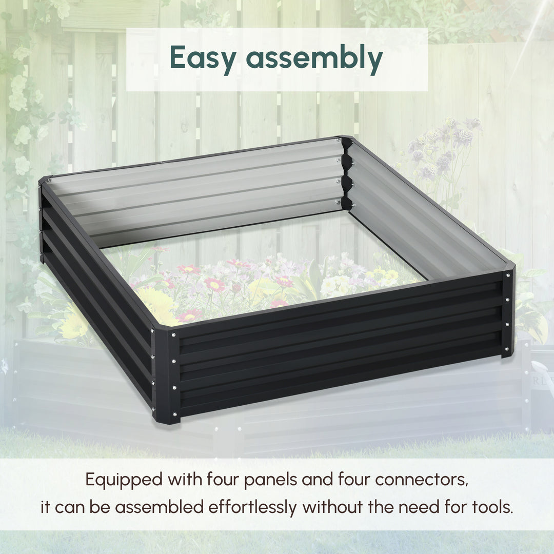 Outsunny 4' x 4' x 1' Raised Garden Bed Galvanized Steel Planter Box for Vegetables, Flowers, Herbs, Green
