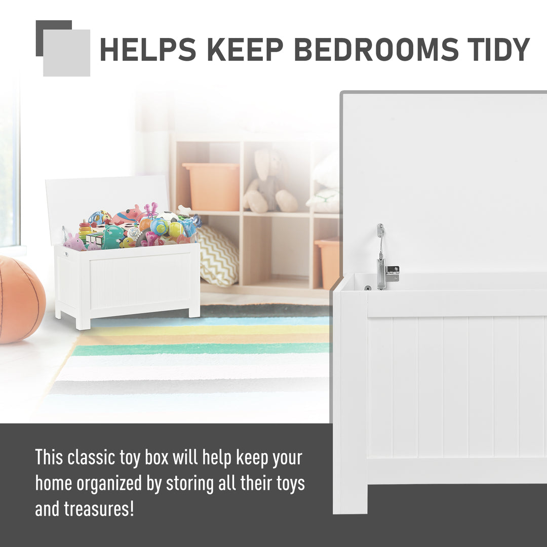 HOMCOM Large Storage Box Storage Trunk Cabinet Container with Lid and 2 Safety Hinges, White