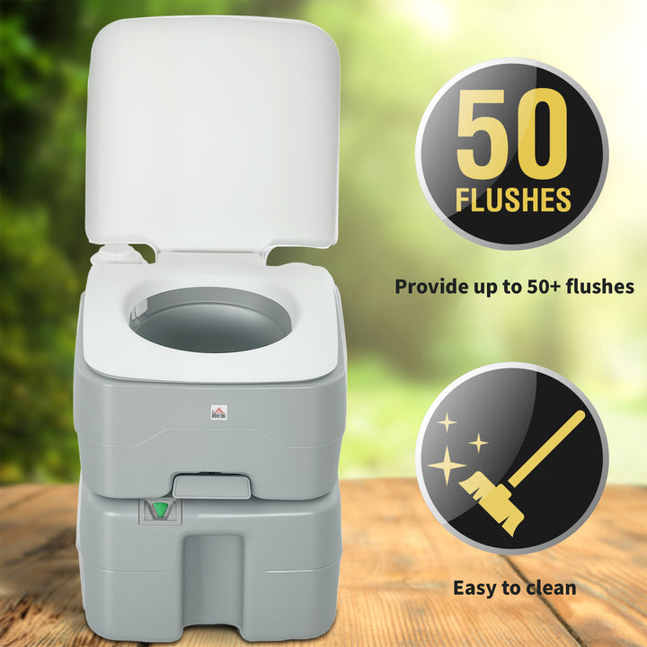 HOMCOM Outdoor Portable Travel Toilet Flushable Tank with Level Indicator  3 Way Pistol for Camping Boating Roadtripping 5.3 Gallon (20L)