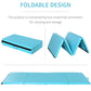 Soozier 4'x8'x2" Folding Gymnastics Tumbling Mat, Exercise Mat with Carrying Handles for Yoga, MMA, Martial Arts, Stretching, Core Workouts, Light Blue