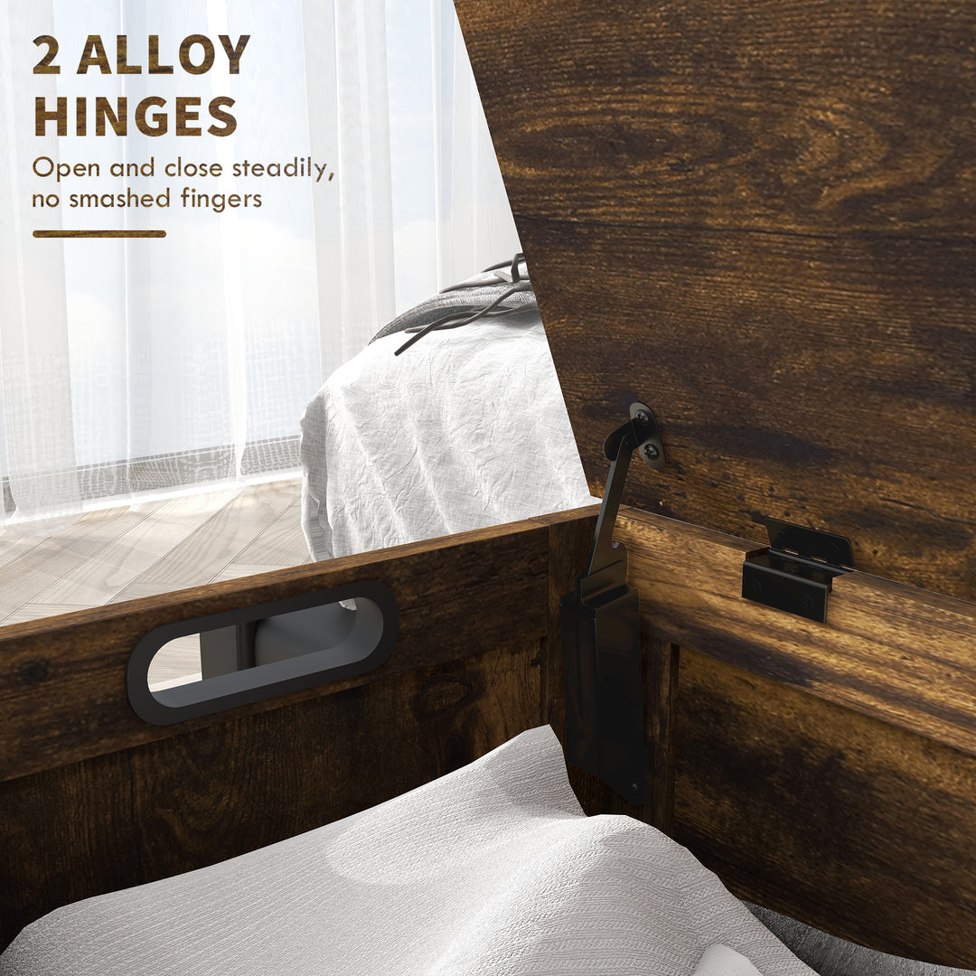 HOMCOM Storage Trunk with 2 Safety Hinges, Modern Entryway Bench with Side Handles, Storage Chest for Living Room, Black