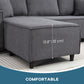 HOMCOM U Shape Couch with Double Chaise Lounge, Modern 4 Seater Sofa with Wooden Legs, Fabric Sofa for Living Room, Dark Grey