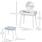 HOMCOM Makeup Vanity Desk with Round Mirror and 2 Drawers, Dressing Table with Cushioned Stool Set for Bedroom (White)