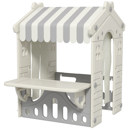 Qaba Kids Playhouse, Indoor Sleek Play House Cottage Pretend Role Games, with Arched Doors, for Ages 1-6 Years