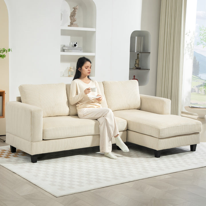 HOMCOM L Shaped Couch, L Shape Sofa with Chaise Lounge and Spring Cushion for Living Room, Bedroom, Grey