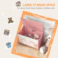 Qaba Toy Box with Lid, Toy Chest Storage Organizer for Bedroom with Safety Hinge, Pink