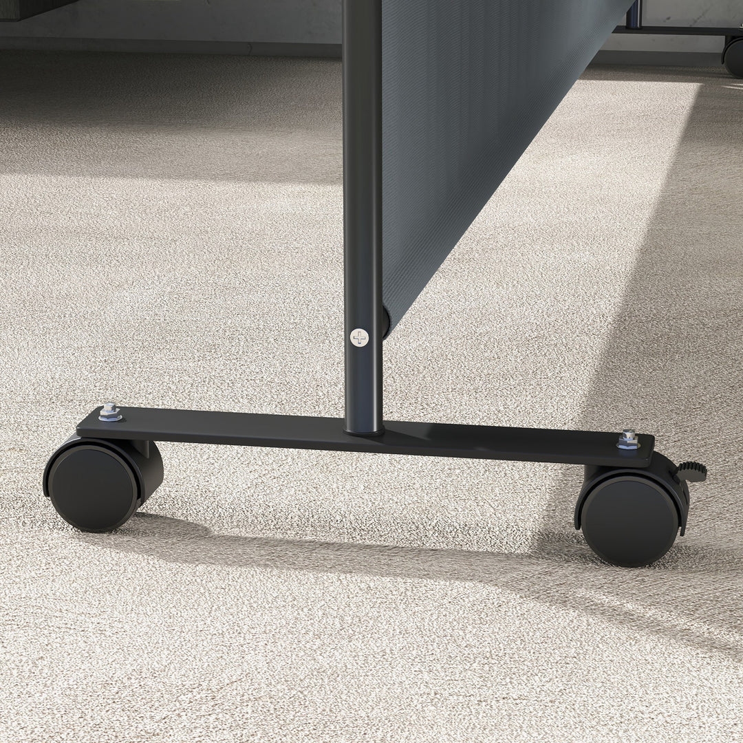 Outsunny Outdoor Room Divider with Castor Wheels, Rolling Privacy Screen for Patio Backyard Pool Hot Tub, 6ft Tall