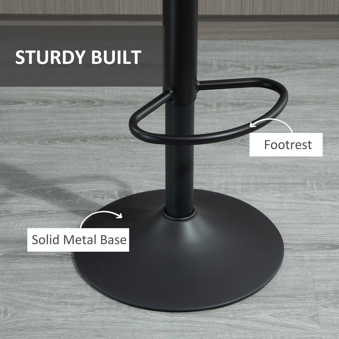 HOMCOM Adjustable Bar Stools Set of 2, Leathaire Swivel Barstools with Back and Footrest, Upholstered Bar Chairs for Kitchen, Dining Room, Home Pub, Brown