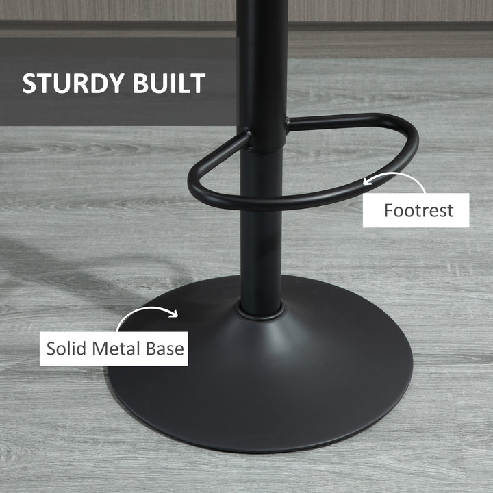 HOMCOM Adjustable Bar Stools Set of 2, Leathaire Swivel Barstools with Back and Footrest, Upholstered Bar Chairs for Kitchen, Dining Room, Home Pub, Brown