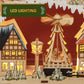 HOMCOM Wooden Christmas Advent Calendar, Lighted 24 Days Xmas Calendar House, Christmas Table Decoration with Countdown Drawers, Bible Characters, Battery Operated, Natural