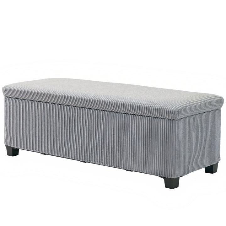 HOMCOM 44 Inches Ottoman with Storage, Lid, Legs, Corduroy End of Bed Bench for Living Room, Bedroom, Entryway, Light Grey