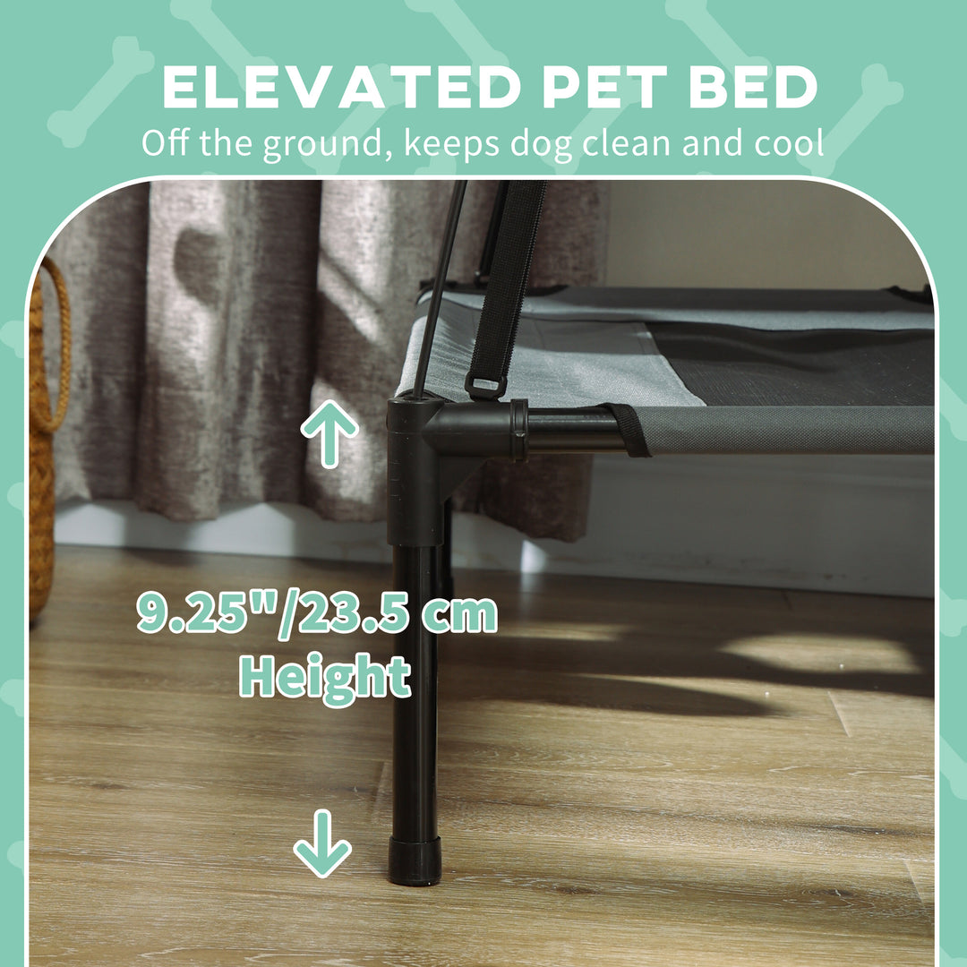 PawHut Elevated Dog Bed with Canopy, Portable Raised Dog Cot for XL Sized Dogs, Indoor & Outdoor, 48" x 36" x 43", Coffee