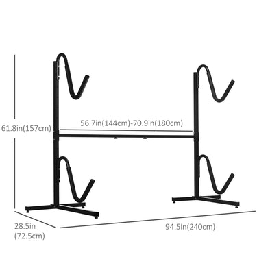 Soozier Freestanding Kayak Storage Rack with Adjustable Length, Heavy Duty Dual Kayak, SUP, Canoe, Paddleboard Rack for Indoor, Outdoor, Garage, Dock
