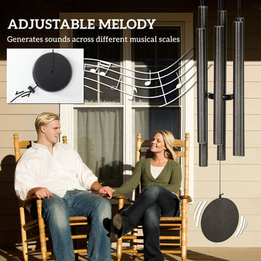 Outsunny 45" Wind Chimes Outdoor Deep Tone Wind Chime with 6 Aluminum Tubes and Hook for Patio, Yard, Garden Decor, Dark Grey