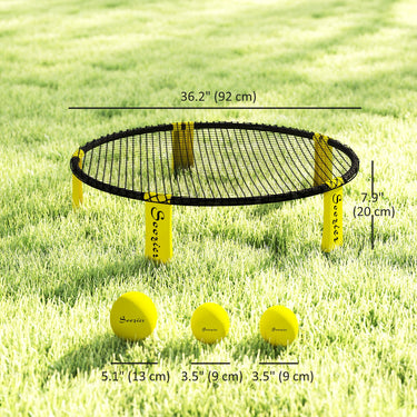 Soozier Spike Ball Game Set, Mini Beach Games Set w/ Roundnet, 3 Balls, Pump, Carrying Bag, Portable Outdoor Games for Families