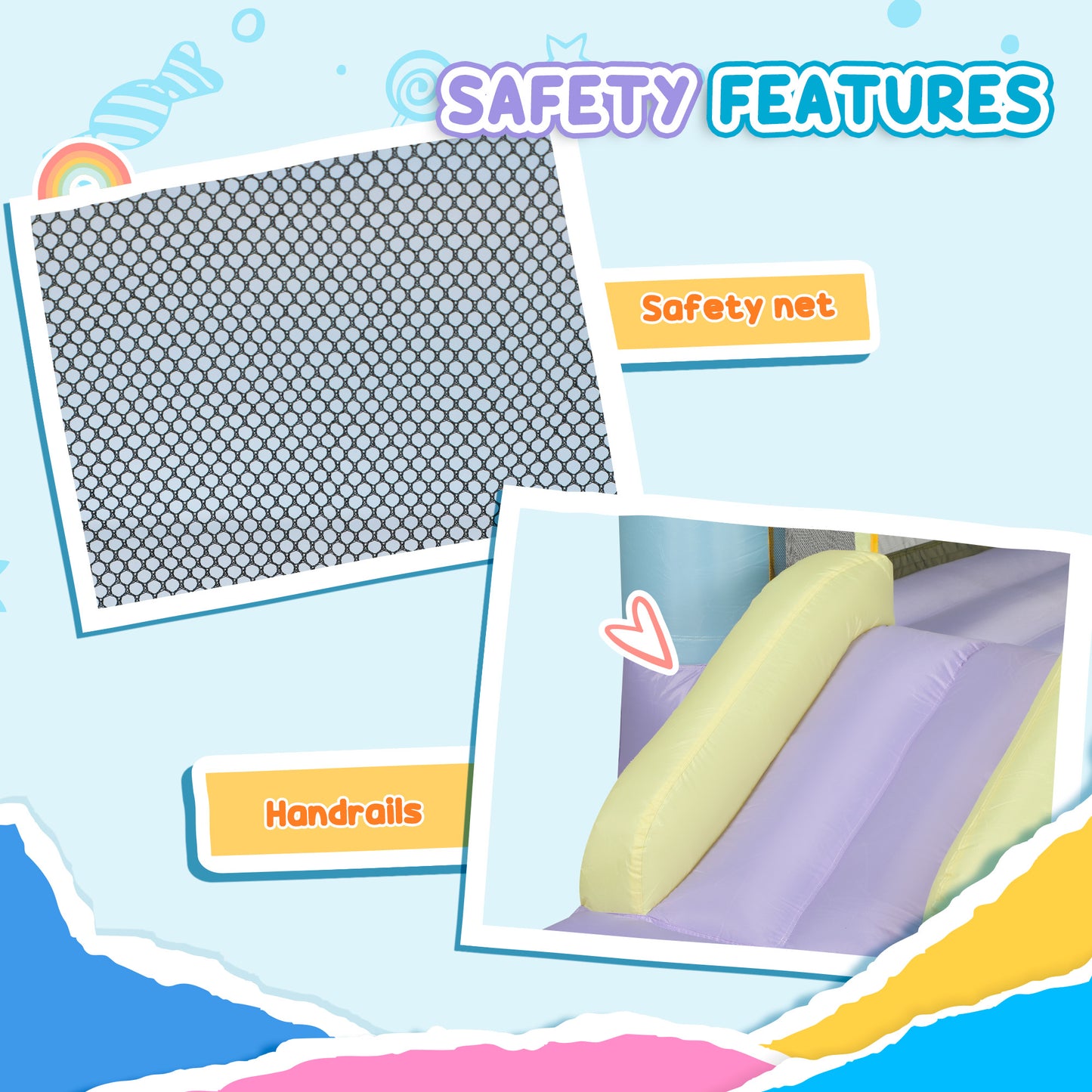 Qaba Bouncy Castle for Kids with 550W Blower, Water Slide, 2 Splash Pools, Basketball Hoop, Dart Board,12.6' x 9.5' x 5.9'