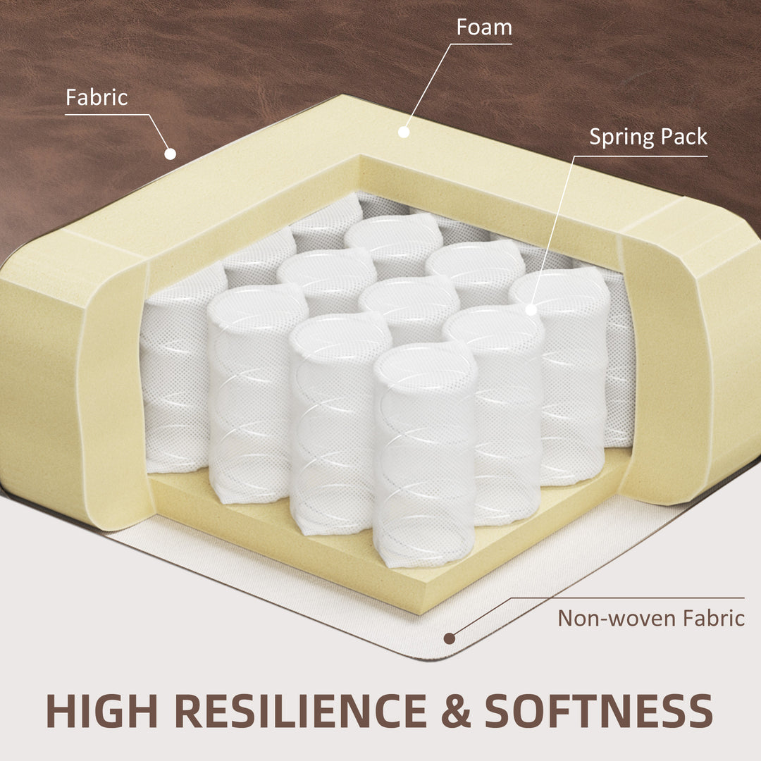 HOMCOM Faux Leather Armchair, Modern Accent Chair with Thick Padding for Living Room, Bedroom, Home Office, Brown