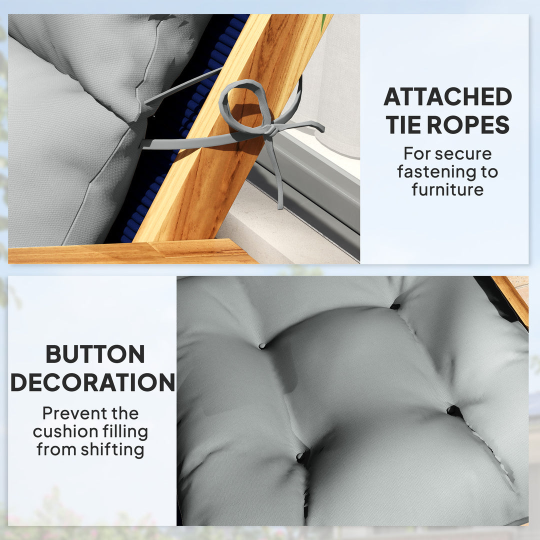 Outsunny Adirondack Chair Cushion, Tufted Rocking Chair Cushion with Ties, Non-Slip Replacement Seat Cushion for Outdoor Chair, Indoor Outdoor Cushion, Light Grey