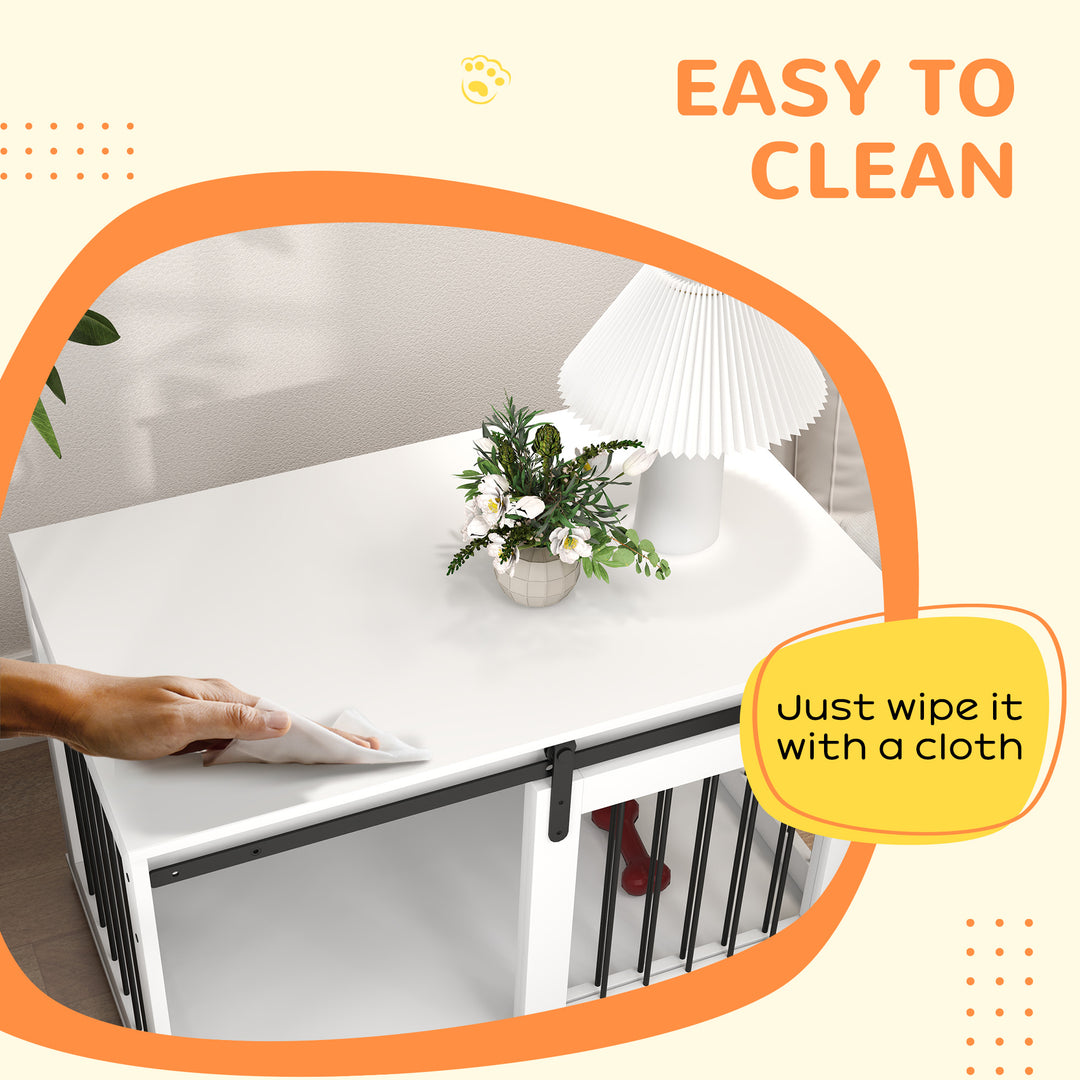 PawHut 39" Dog Crate Furniture, Dog Crate End Side Table for Large Dogs, White