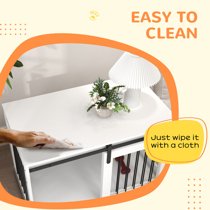 PawHut 39" Dog Crate Furniture, Dog Crate End Side Table for Large Dogs, White