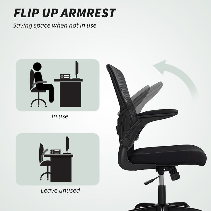 HOMCOM Ergonomic Mesh Office Chair with 4D Lumbar Support, Swivel Desk Chair with Flip-up Armrests, Tilt Function, Grey