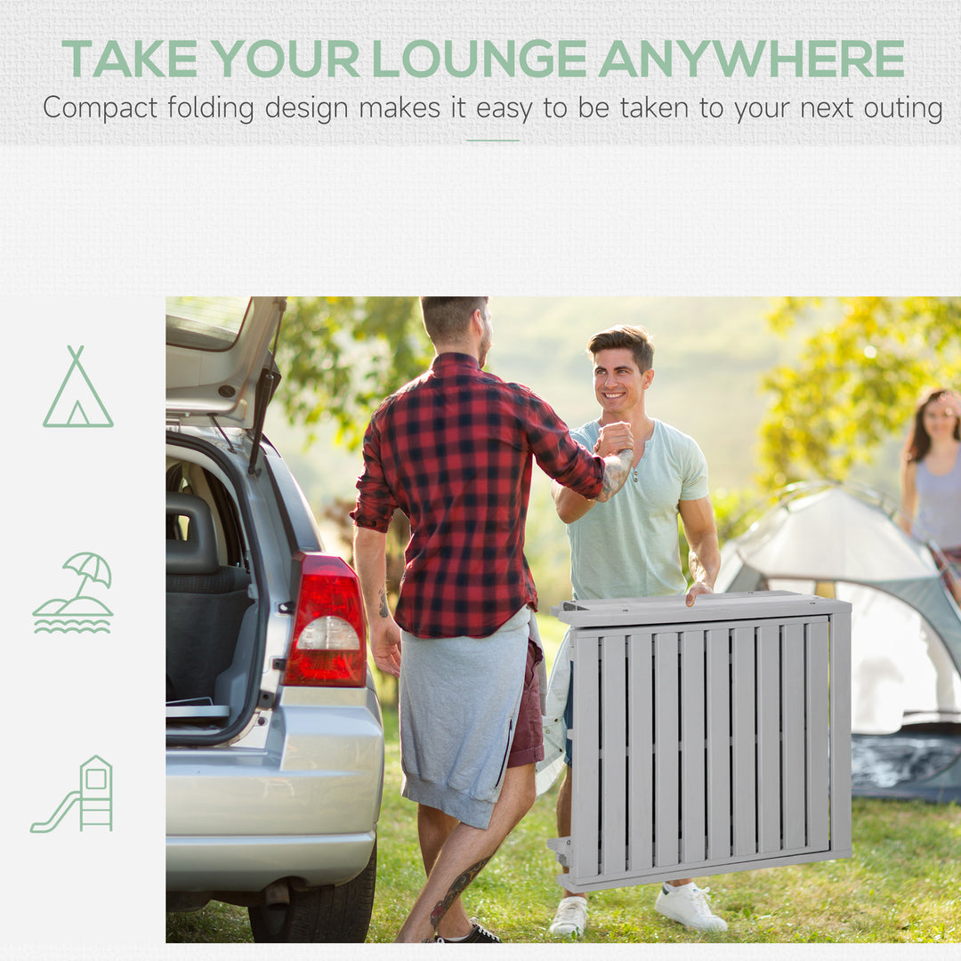 Outsunny Wooden Folding Chaise Lounge, Outdoor Chaise Lounge Chair, Garden Reclining Tanning Chair with 4 Adjustable Back Soft Cushions, White