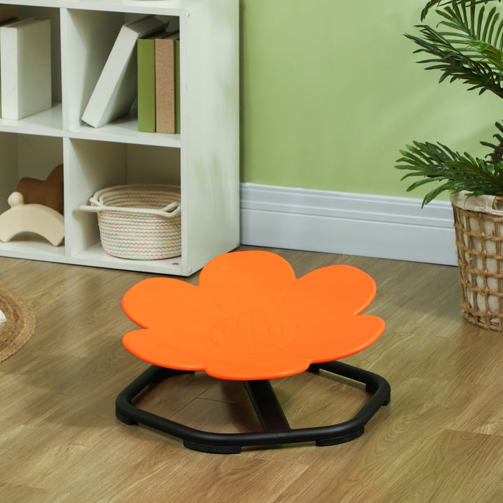 Qaba Flower-Shaped Kids Swivel Chair, Non-Slip Sensory Spinning Chair for Physical Coordination Training, Orange