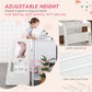 Qaba Toddler Kitchen Helper 2 Step Stool with Adjustable Height Platform and Safety Rail, White