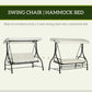 Outsunny Convertible Patio Swing Bed with Canopy and Cushions, 3 Seater Porch Swing for Outdoor, Backyard, Garden, Cream White