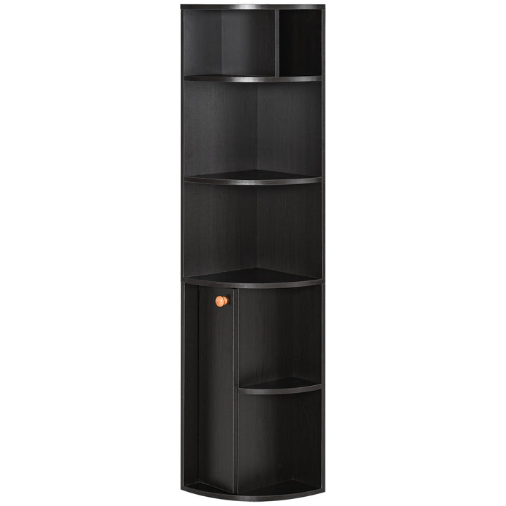 HOMCOM 5-Tier Corner Bookcase, Storage Bookshelf, Freestanding Display Shelves with Open Compartments and Cabinet for Home Office, Living Room, Study, White