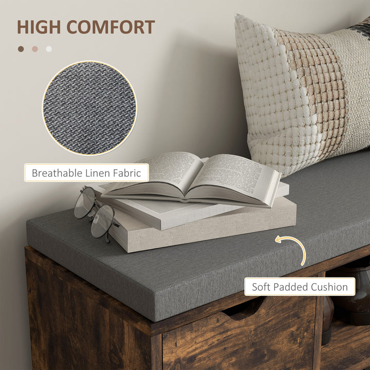 HOMCOM Upholstered Shoe Storage Bench w/ Seat, Entrance Bench w/ Drawer Open Shelves and Pocket for Hallway, White