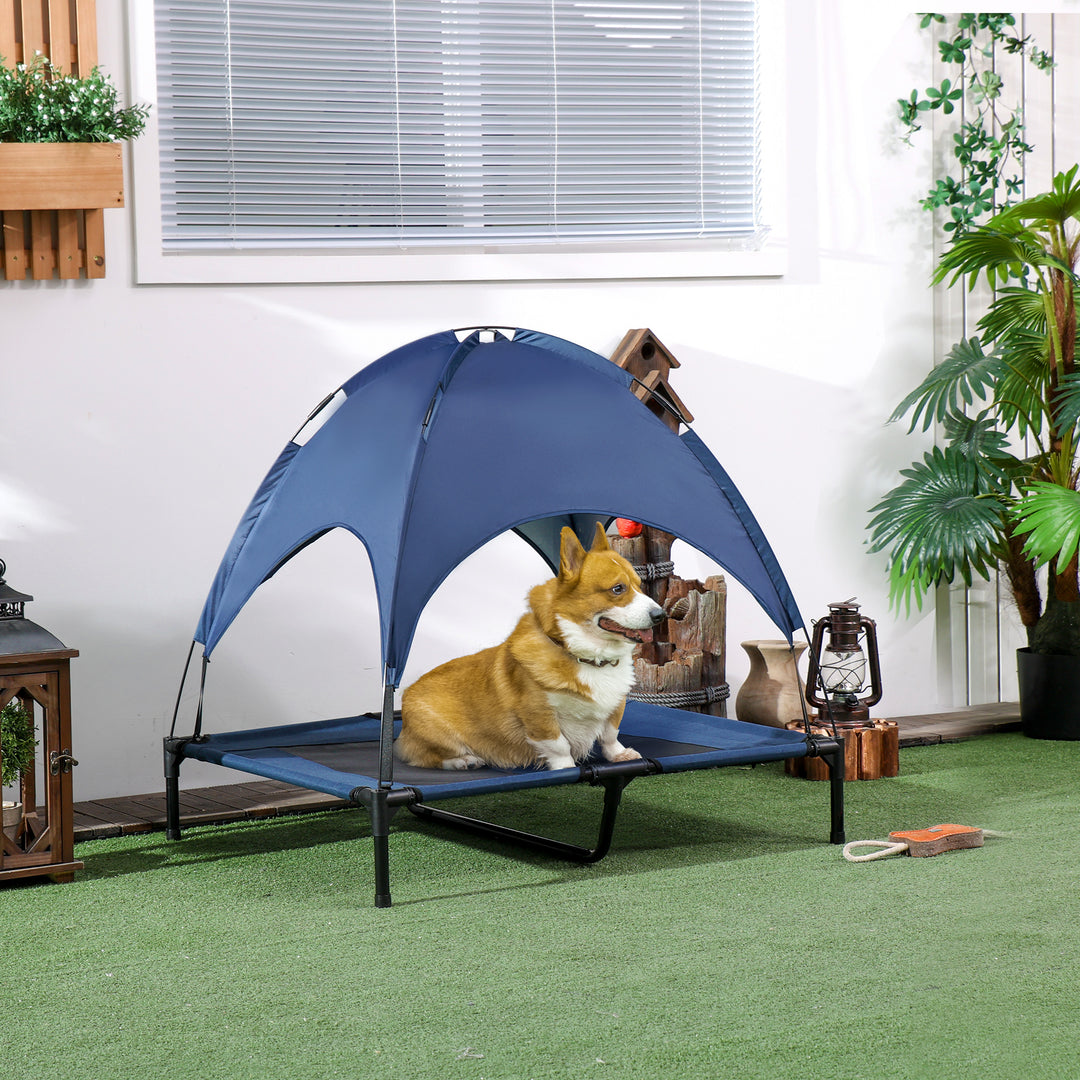 Pawhut Large Elevated Dog Bed 6.2" L X 29.9" W 36.2" H Foldable Outdoor Cat Dog Canopy Cot w/ Carry Bag Grey
