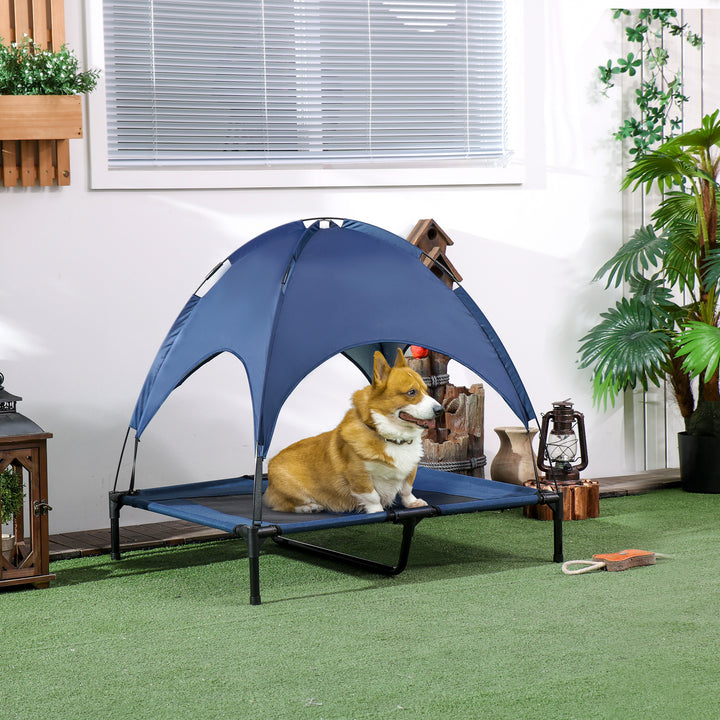 Pawhut Large Elevated Dog Bed 6.2" L X 29.9" W 36.2" H Foldable Outdoor Cat Dog Canopy Cot w/ Carry Bag Grey