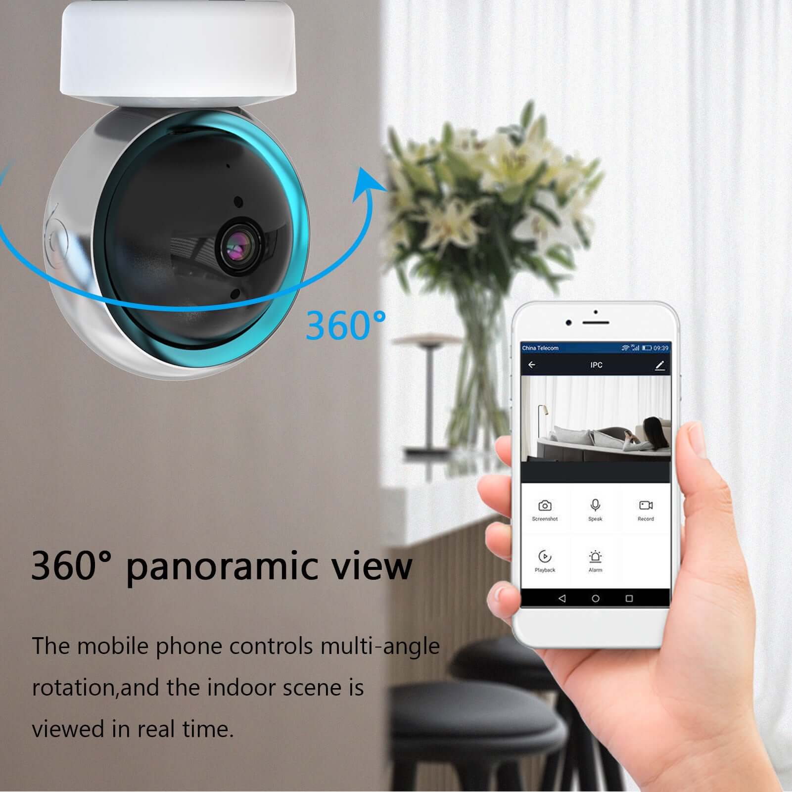 TRIDENT Tuya Smart Security Camera 2MP Indoor Motion Tracking Voice Intercom Security Wireless WiFi Smart Camera with 360° view