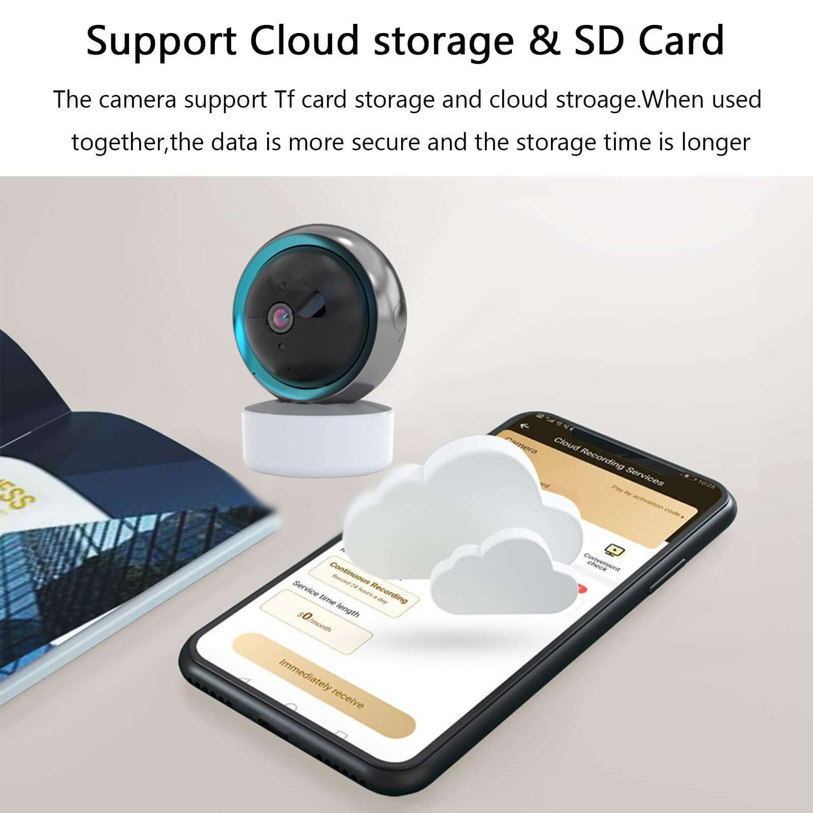 TRIDENT Tuya Smart Security Camera 2MP Indoor Motion Tracking Voice Intercom Security Wireless WiFi Smart Camera supports cloud storage.