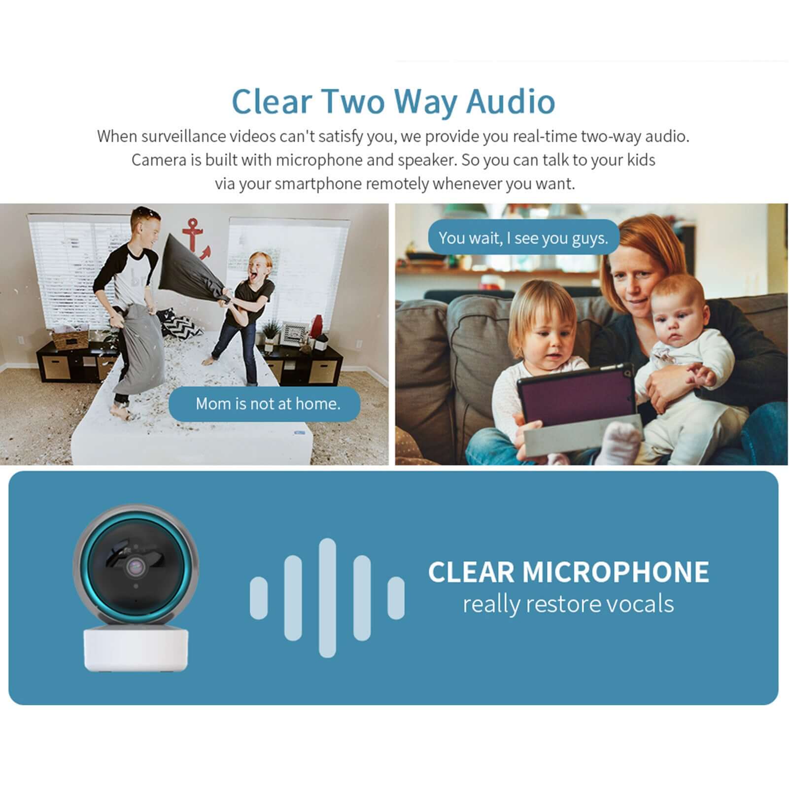 TRIDENT Tuya Smart Security Camera 2MP Indoor Motion Tracking Voice Intercom Security Wireless WiFi Smart Camera with two-way audio.
