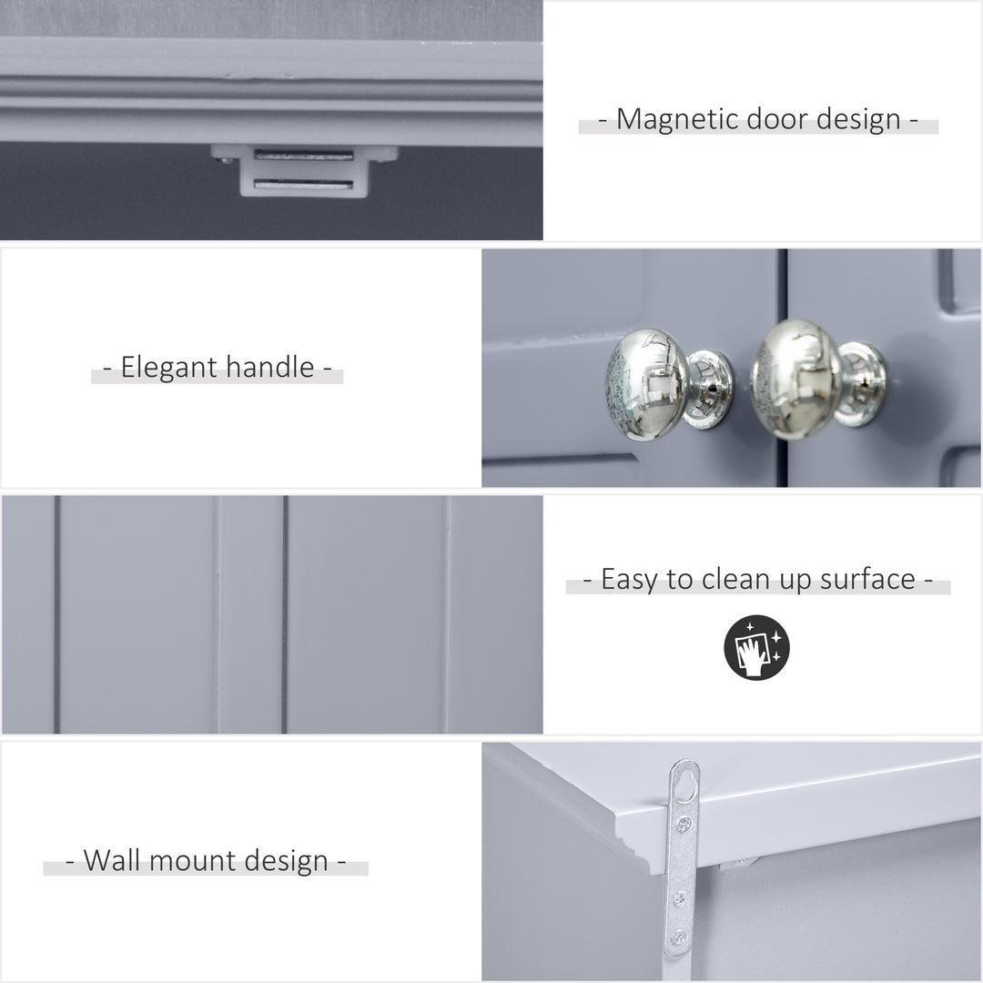 HOMCOM Wall Mount Bathroom Cabinet, Storage Organizer Kitchen Cupboard with 2 Doors and Adjustable Shelf White